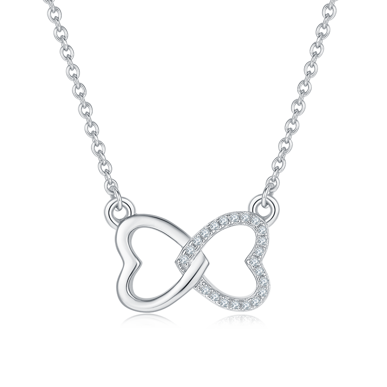 比芯爱心PendantS925银Moissanite厘石D级0.1ct