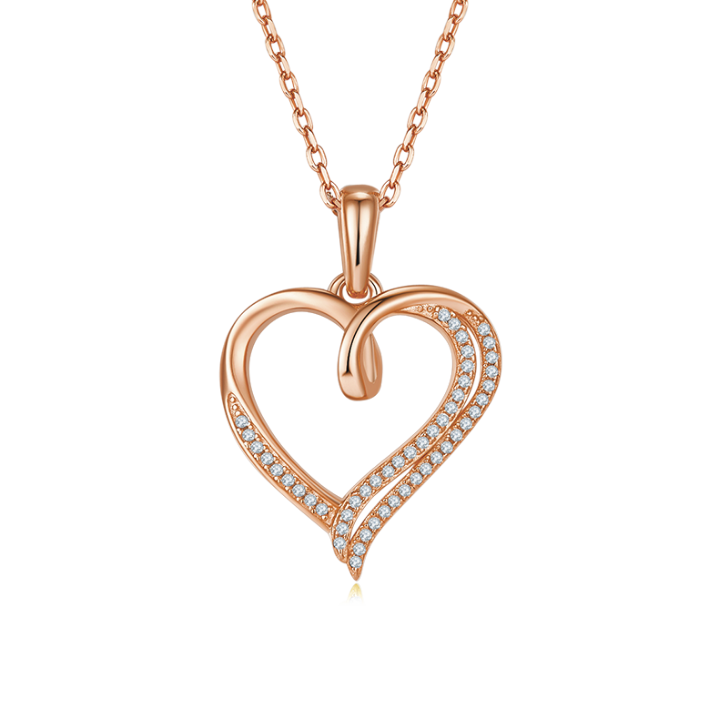 复芯爱心PendantS925银Moissanite厘石D级0.15ct