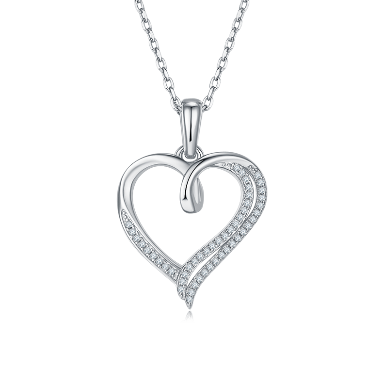 复芯爱心PendantS925银Moissanite厘石D级0.15ct
