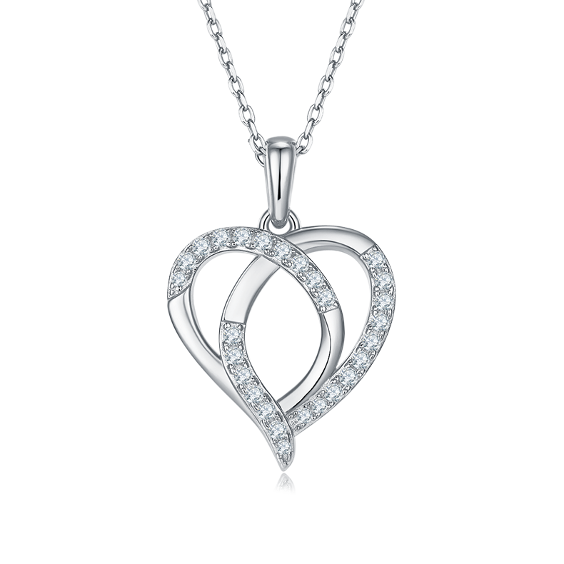 交芯爱心PendantS925银Moissanite厘石D级0.38ct