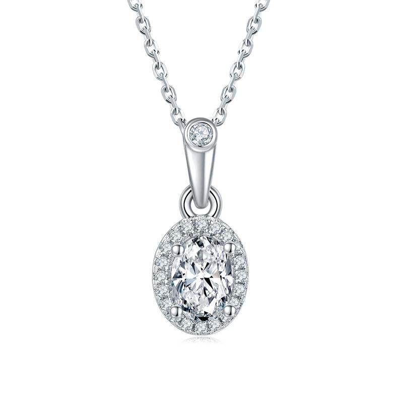 Affordable Luxury蛋形S925银镀白金MoissanitePendantStud Earring套装