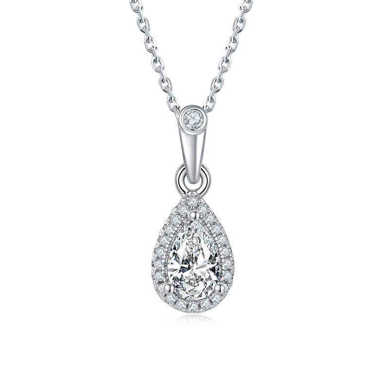Affordable Luxury梨形S925银镀白金MoissanitePendantStud Earring套装