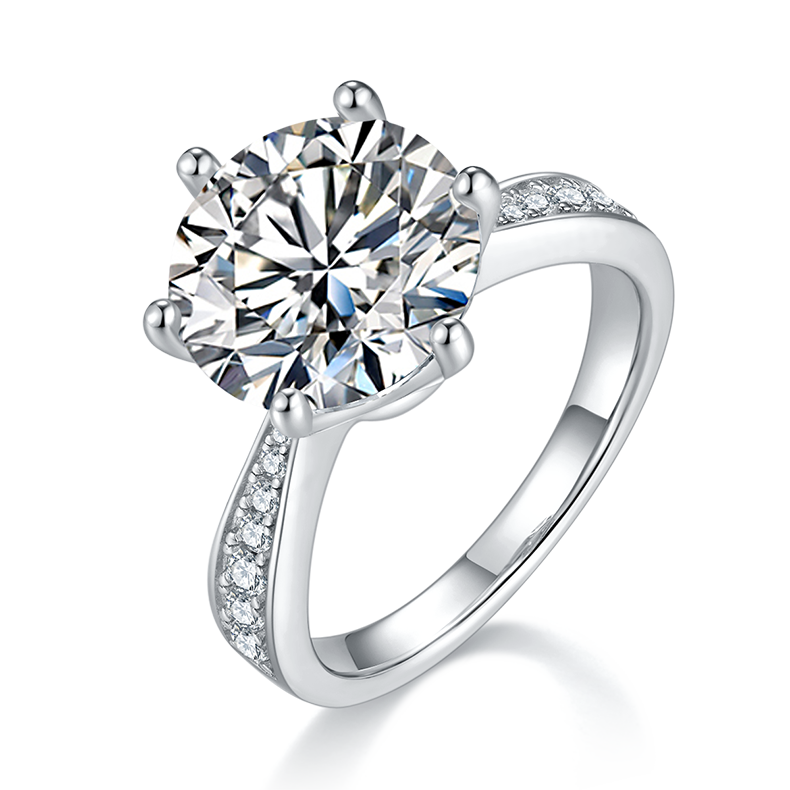 微镶灵动S925银镀白金MoissaniteWomen's Ring5.0ctD级