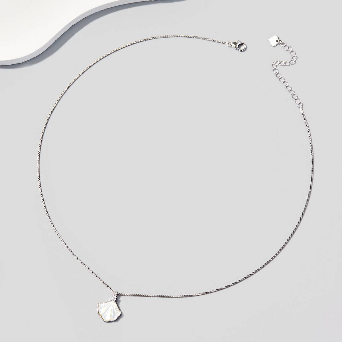 NS01321A1款S925银镀白金Necklace一贝子母贝锁骨链