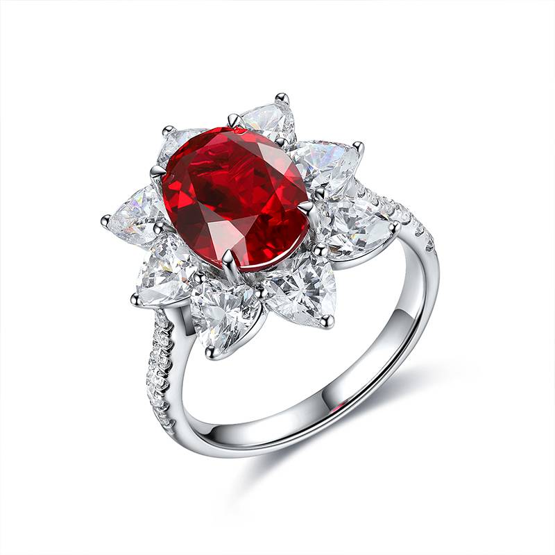 R137培育彩宝S925银镀白金Ring主石10*8mmmm/3.8ct