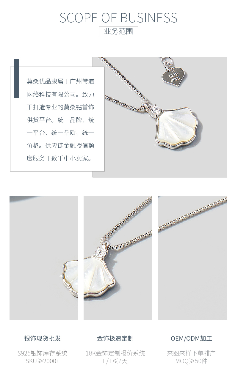 NS01321A1款S925银镀白金项链一贝子母贝锁骨链 - 3