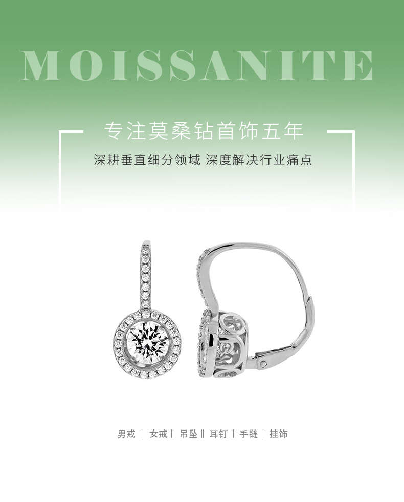 ES00713A1款S925银镀白金简约灵动锆石耳环 - 1