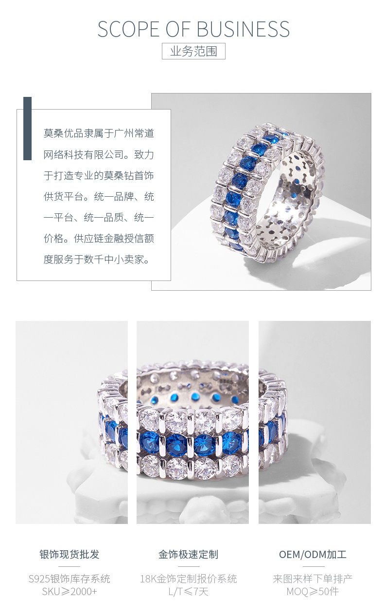RS02999A9款S925银镀白金锆石整圈戒指 - 3