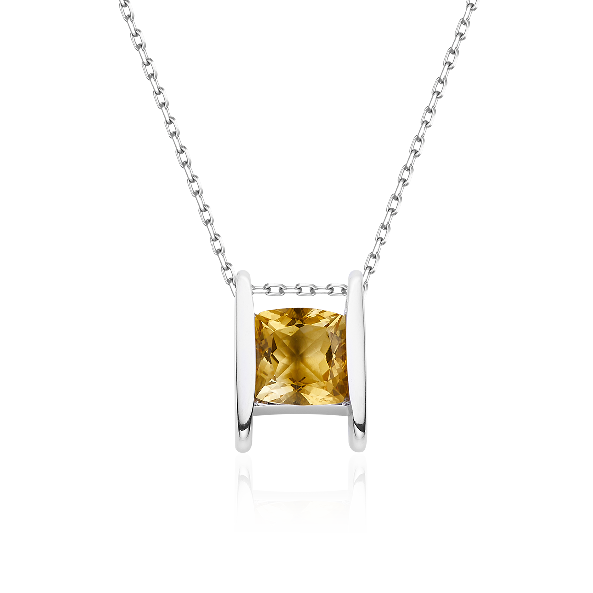 S925银镀白金石榴石/紫水晶/托帕石Necklace