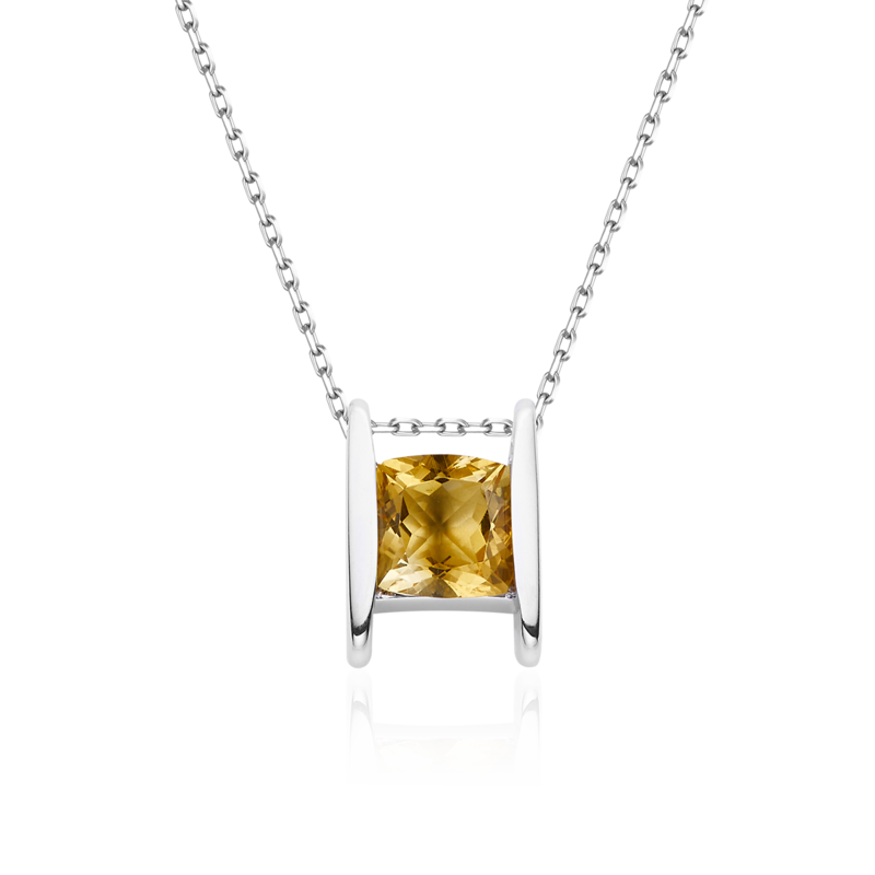 S925银镀白金石榴石/紫水晶/托帕石Necklace