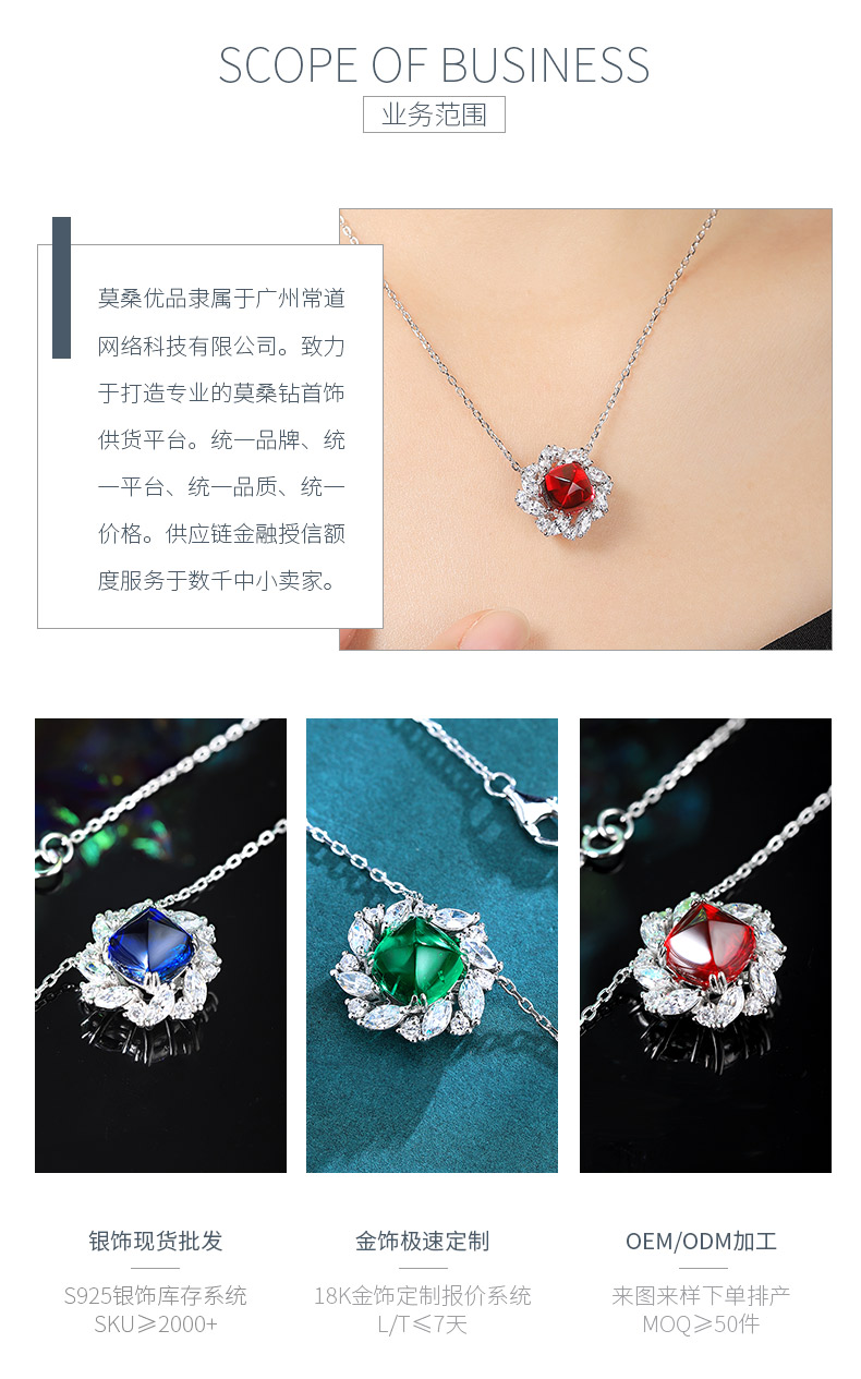 N439培育彩宝祖母绿S925银镀白金项链吊坠9*9mm/3.3ct - 3