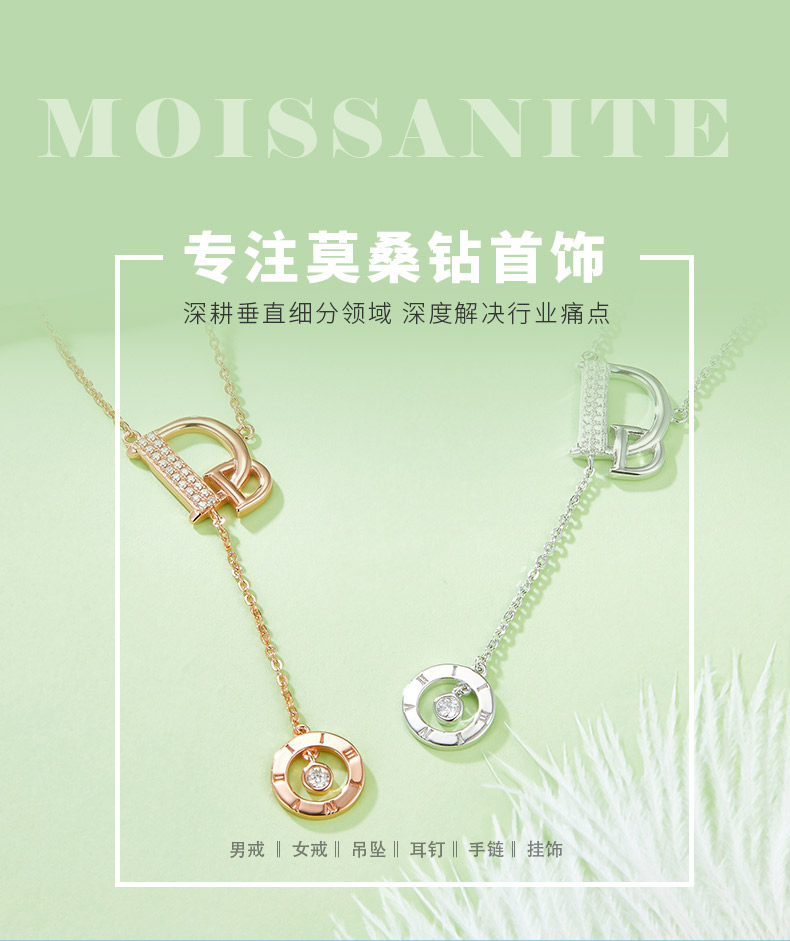 D字母S925银镶莫桑钻项链D色VVS - 1