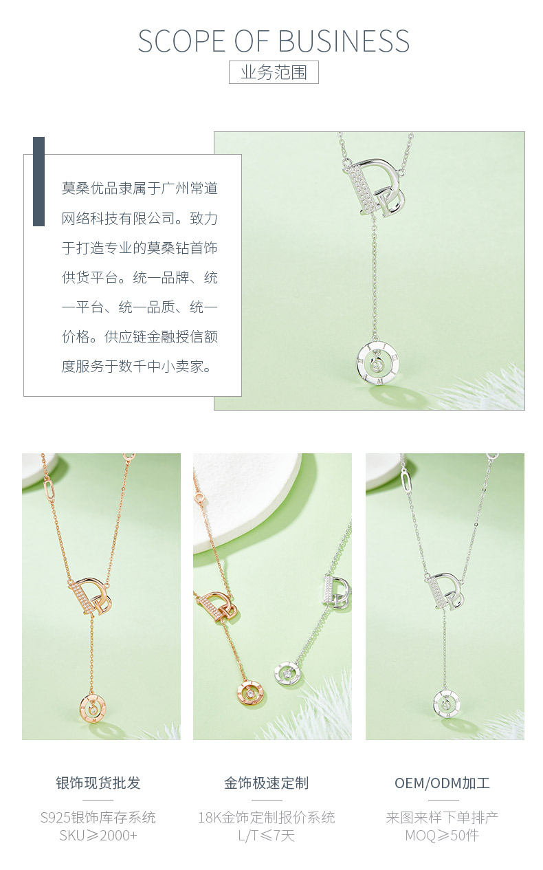 D字母S925银镶莫桑钻项链D色VVS - 3