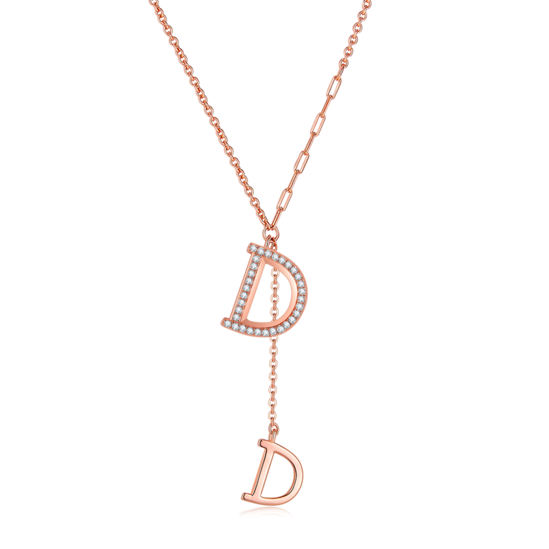 双D字母S925银镶MoissaniteNecklaceD色VVS