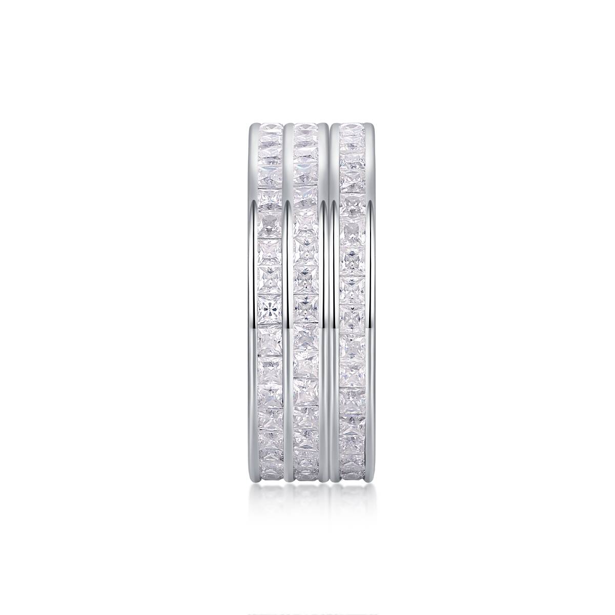 R13152款S925银镀18K白金女戒莫桑钻方形6.48CT