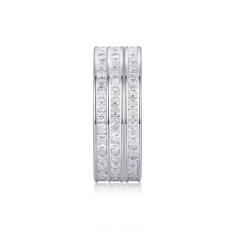 R13152款S925银镀18K白金女戒莫桑钻方形6.48CT