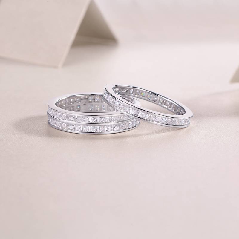 R13152款S925银镀18K白金女戒莫桑钻方形6.48CT