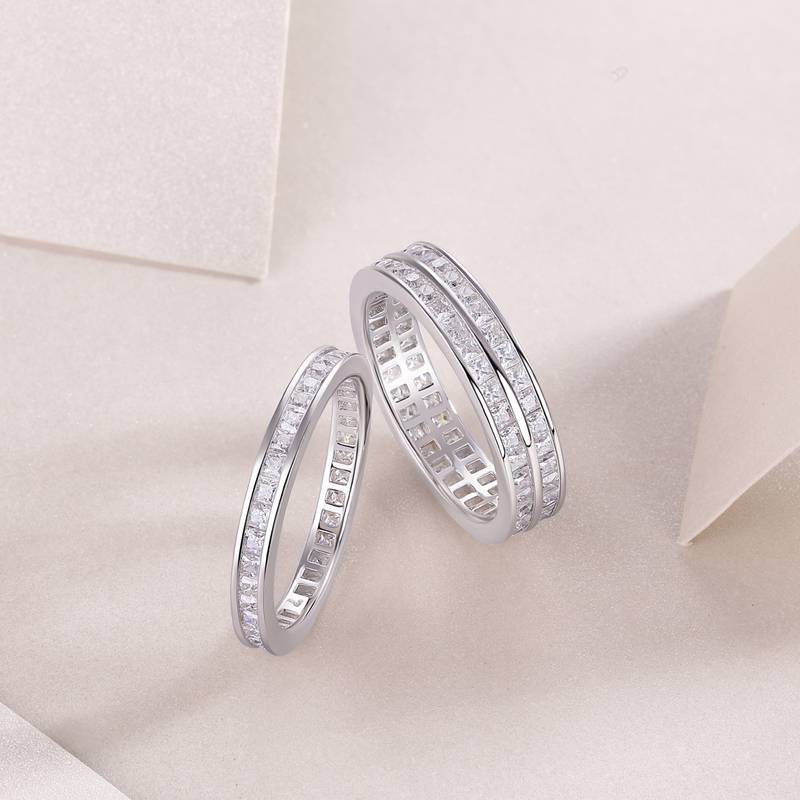 R13152款S925银镀18K白金女戒莫桑钻方形6.48CT