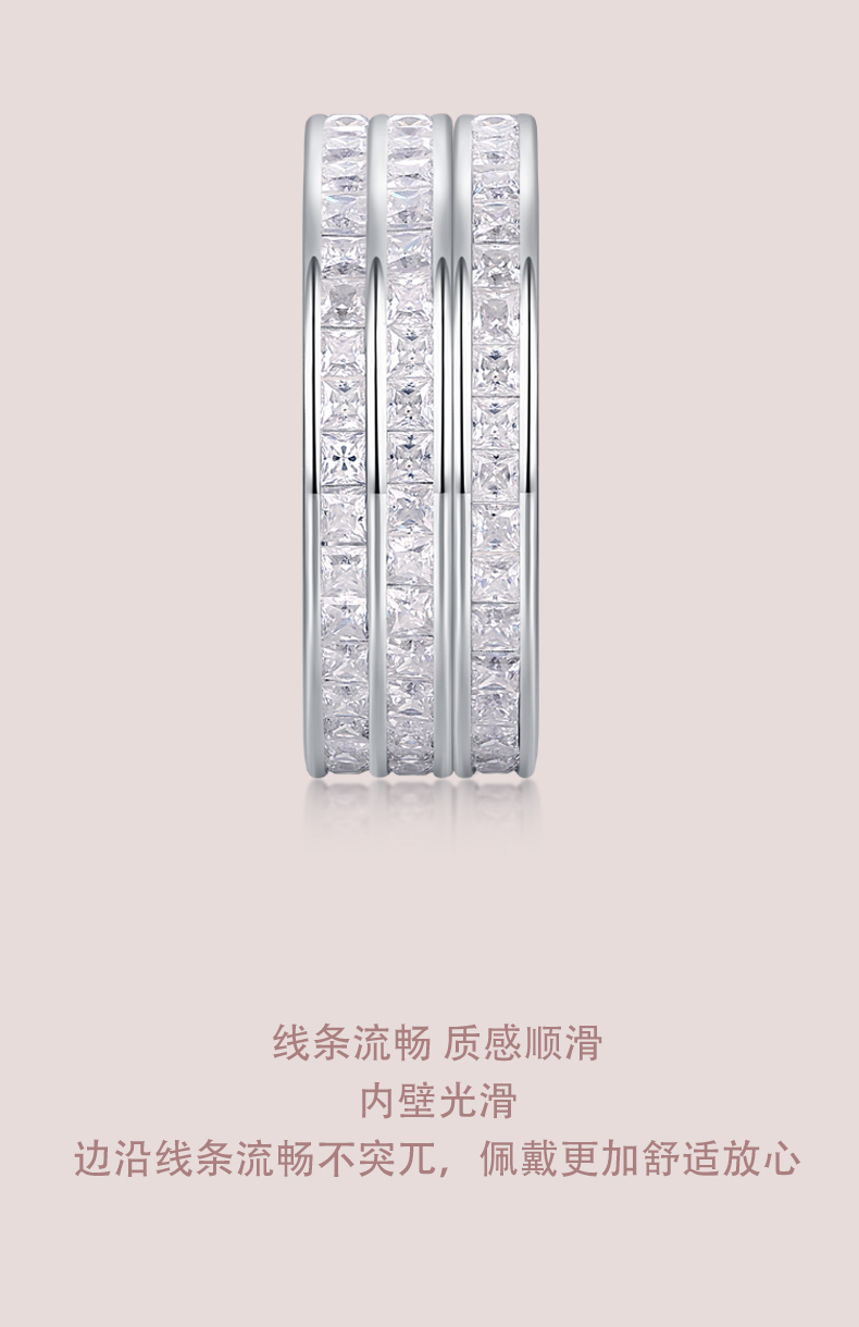 R13152款S925银镀18K白金女戒莫桑钻方形6.48CT - 3