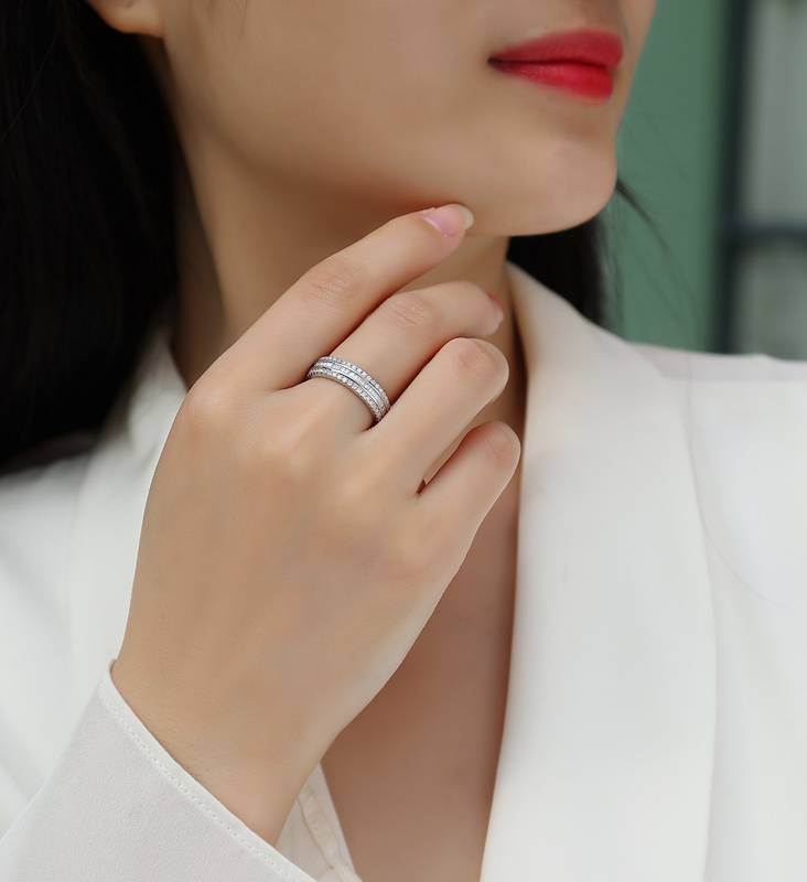 R13250款S925银镀18K白金Women's RingMoissanite厘石1.1ct
