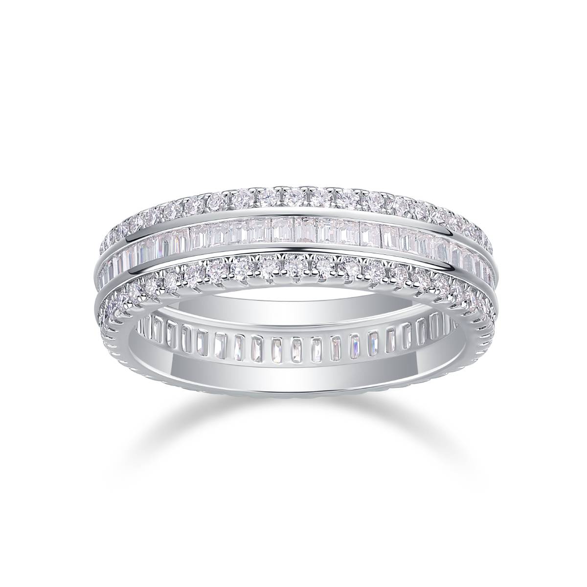 R13250款S925银镀18K白金女戒莫桑钻厘石1.1CT