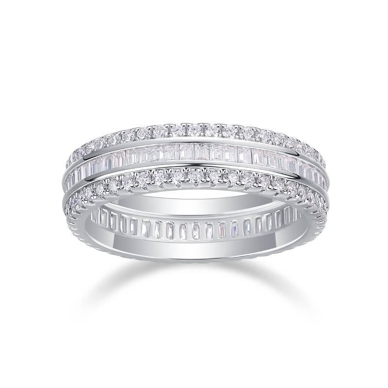R13250款S925银镀18K白金Women's RingMoissanite厘石1.1ct