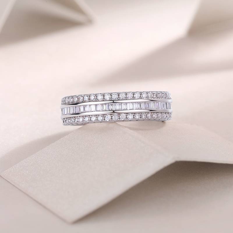 R13250款S925银镀18K白金Women's RingMoissanite厘石1.1ct