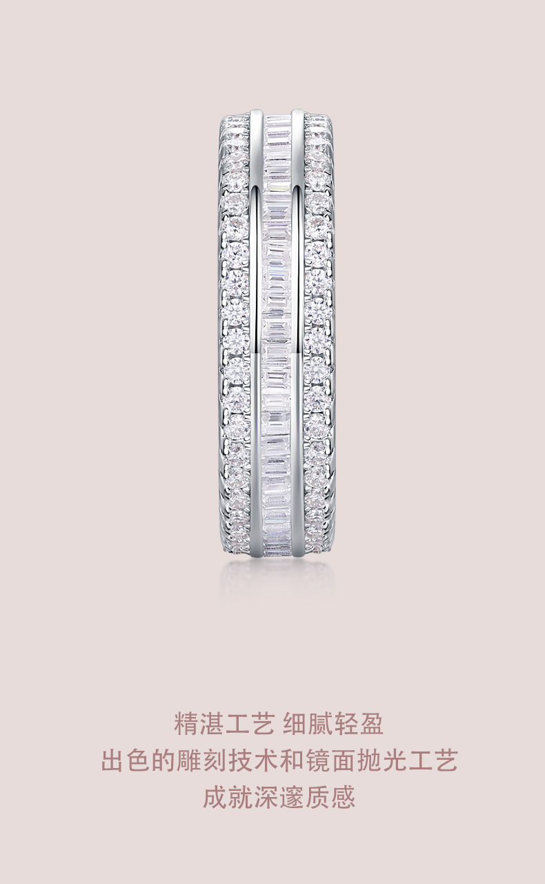 R13250款S925银镀18K白金女戒莫桑钻厘石1.1CT - 3