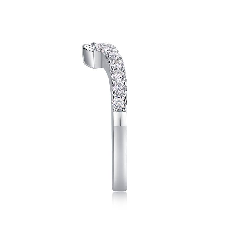 R13210款S925银镀18K白金Women's RingMoissanite厘石0.42ct