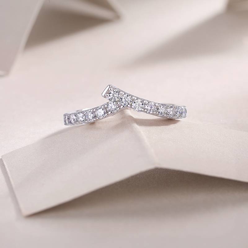 R13210款S925银镀18K白金Women's RingMoissanite厘石0.42ct