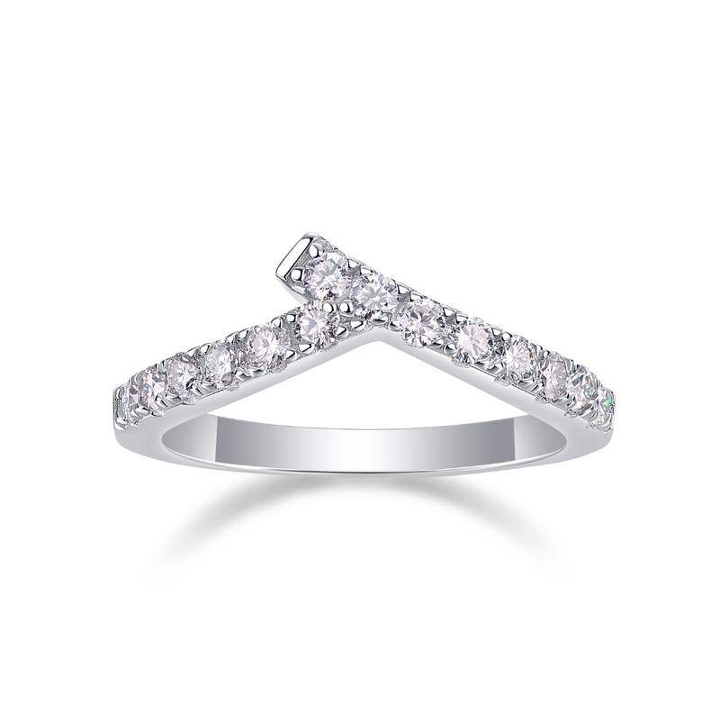 R13210款S925银镀18K白金Women's RingMoissanite厘石0.42ct