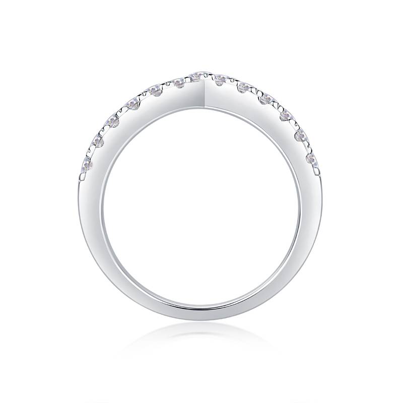 R13210款S925银镀18K白金Women's RingMoissanite厘石0.42ct