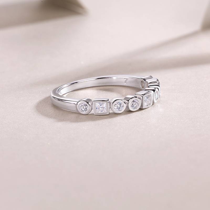 R13428款S925银镀18K白金Women's RingMoissanite厘石0.6ct