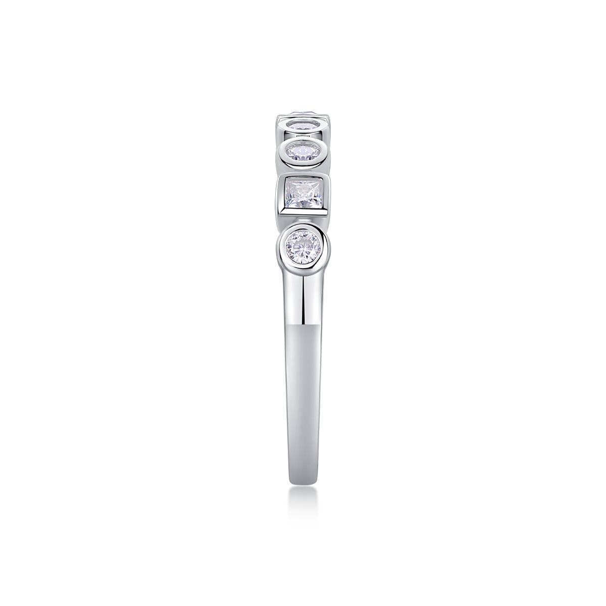R13428款S925银镀18K白金女戒莫桑钻厘石0.6CT