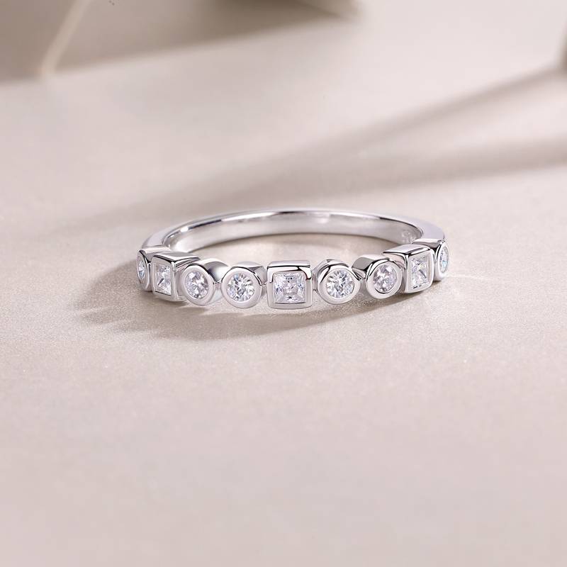 R13428款S925银镀18K白金Women's RingMoissanite厘石0.6ct
