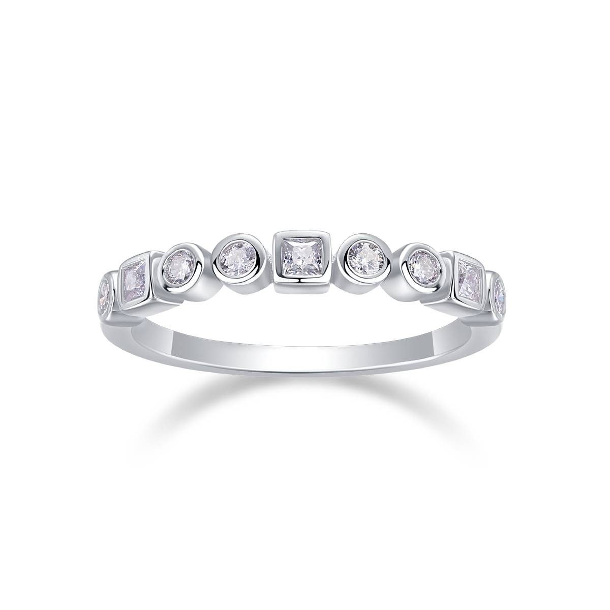 R13428款S925银镀18K白金女戒莫桑钻厘石0.6CT