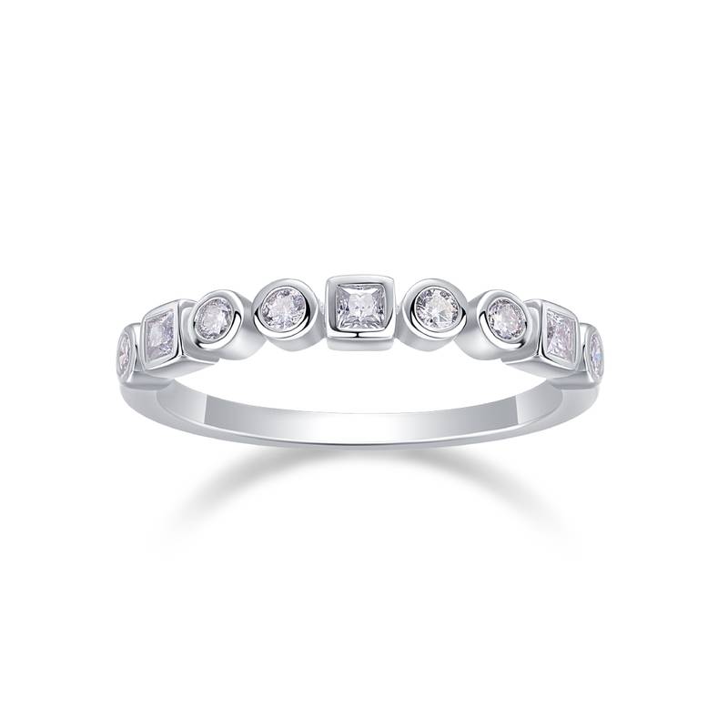 R13428款S925银镀18K白金Women's RingMoissanite厘石0.6ct