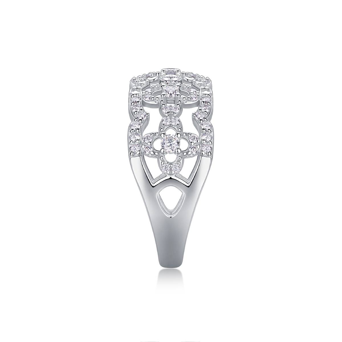 R13337款S925银镀18K白金女戒莫桑钻厘石0.702CT