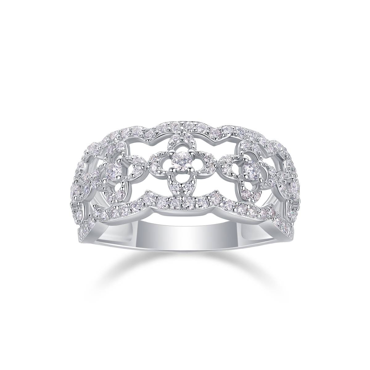 R13337款S925银镀18K白金女戒莫桑钻厘石0.702CT