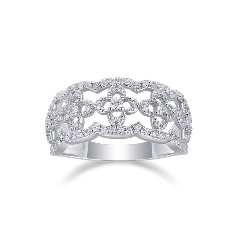R13337款S925银镀18K白金Women's RingMoissanite厘石0.702ct