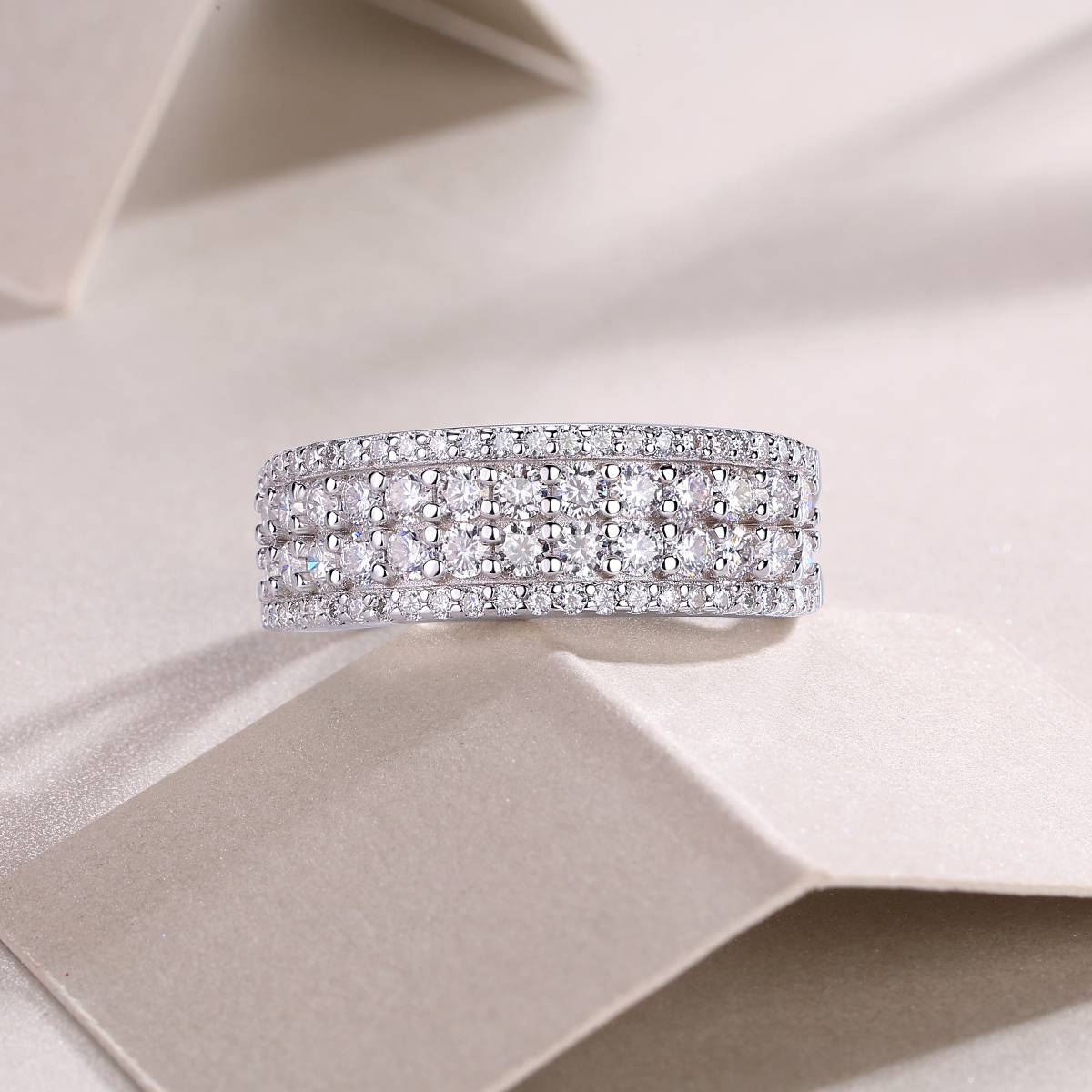 R13317款S925银镀18K白金Women's RingMoissanite厘石1.068ct