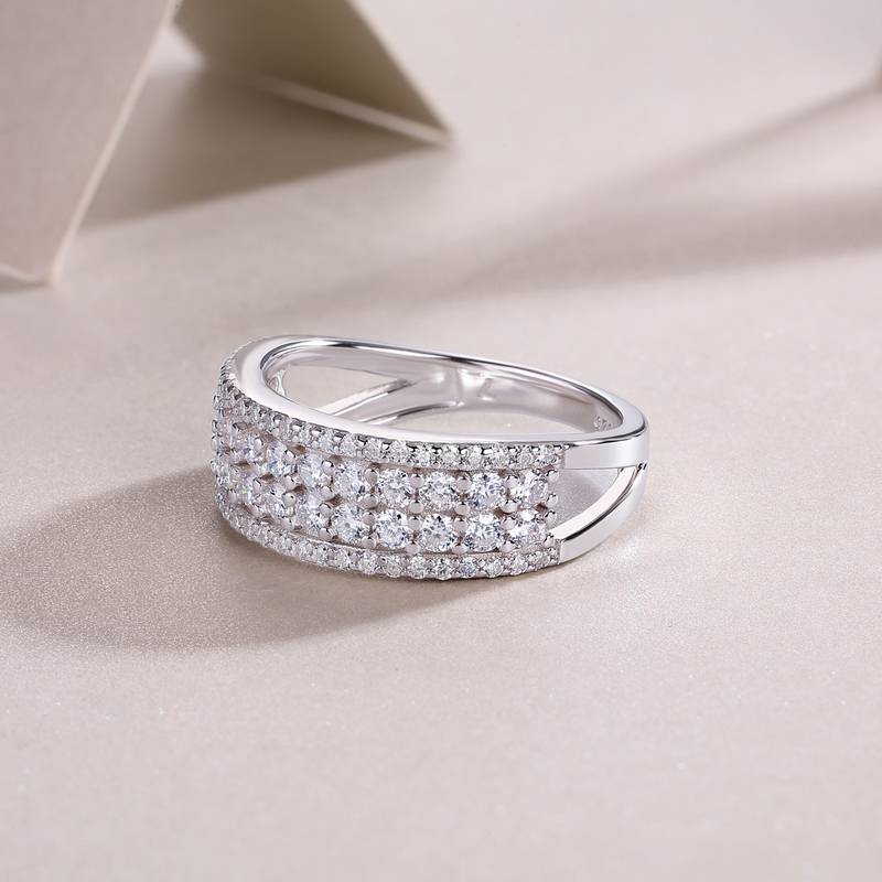 R13317款S925银镀18K白金Women's RingMoissanite厘石1.068ct