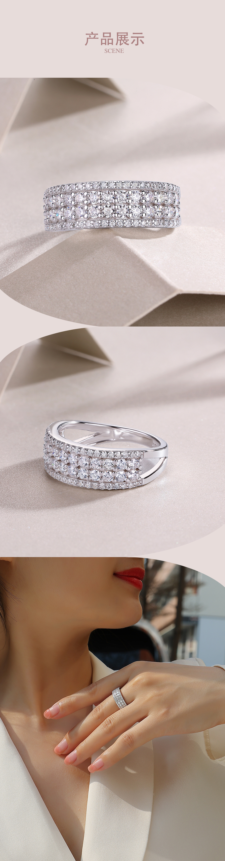 R13317款S925银镀18K白金女戒莫桑钻厘石1.068CT - 4