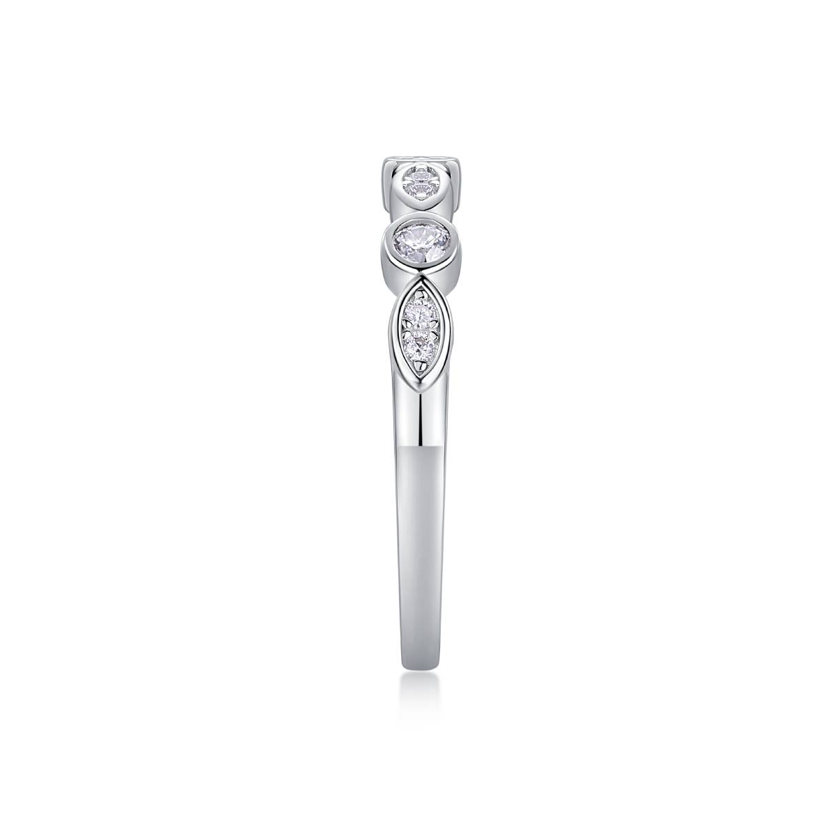R13427款S925银镀18K白金女戒莫桑钻厘石0.244CT