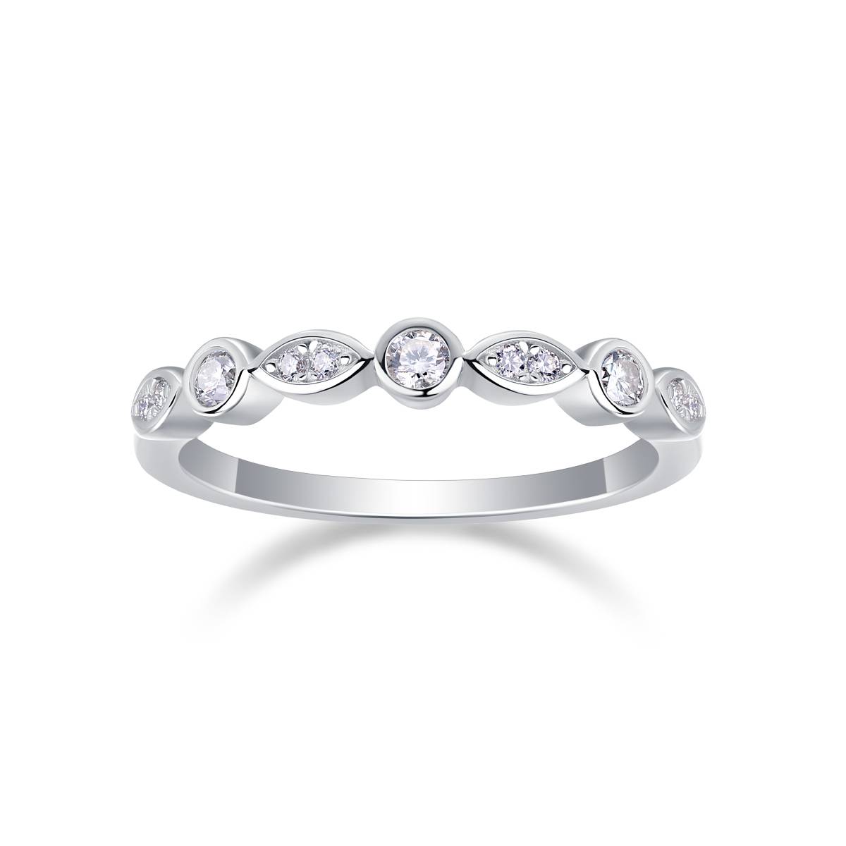 R13427款S925银镀18K白金女戒莫桑钻厘石0.244CT