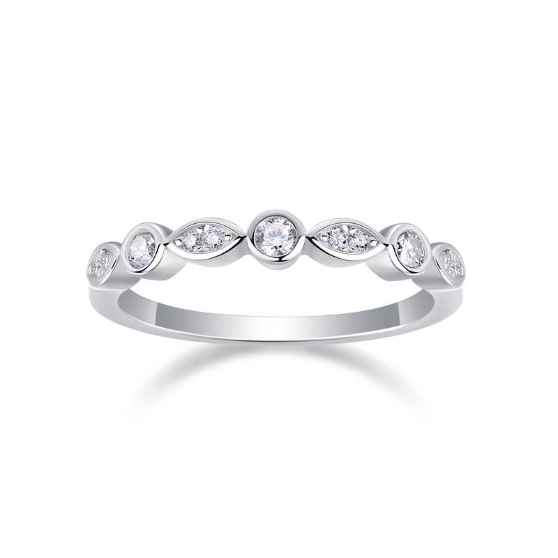 R13427款S925银镀18K白金Women's RingMoissanite厘石0.244ct