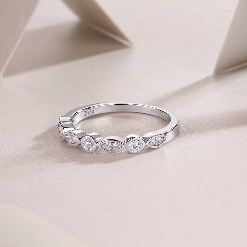 R13427款S925银镀18K白金Women's RingMoissanite厘石0.244ct