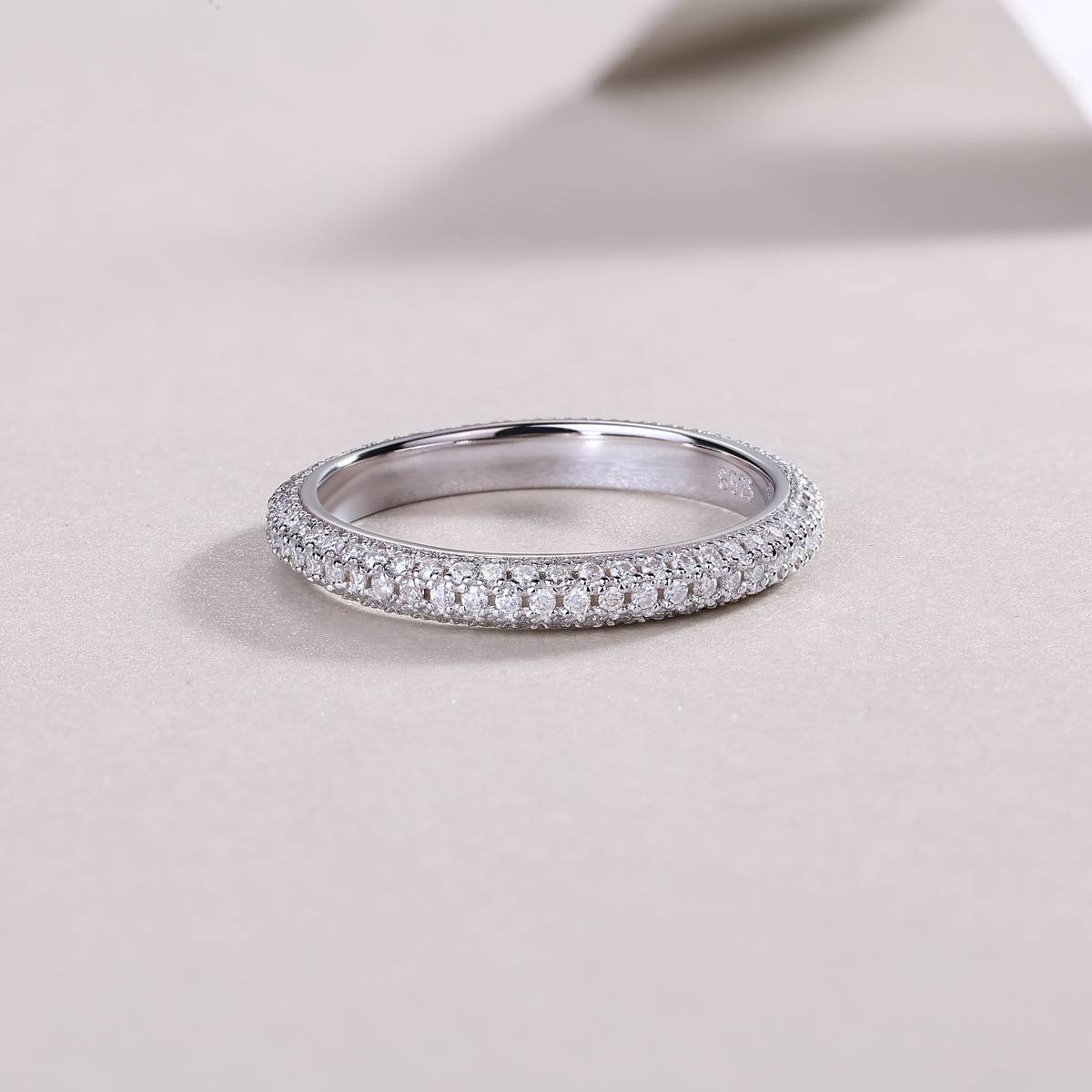 R12964款S925银镀18K白金Women's RingMoissanite厘石0.765ct