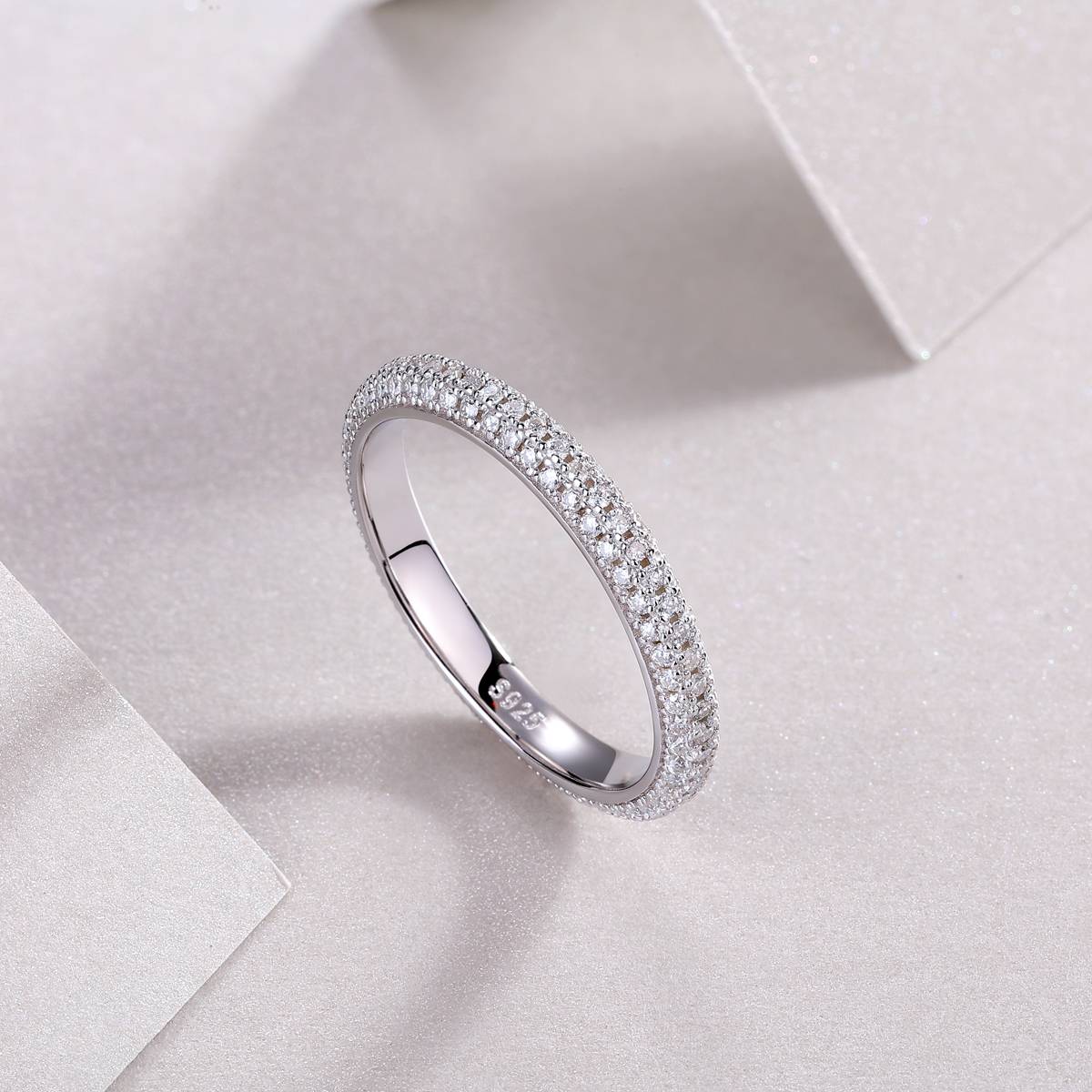 R12964款S925银镀18K白金Women's RingMoissanite厘石0.765ct