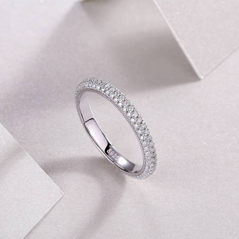 R12964款S925银镀18K白金Women's RingMoissanite厘石0.765ct